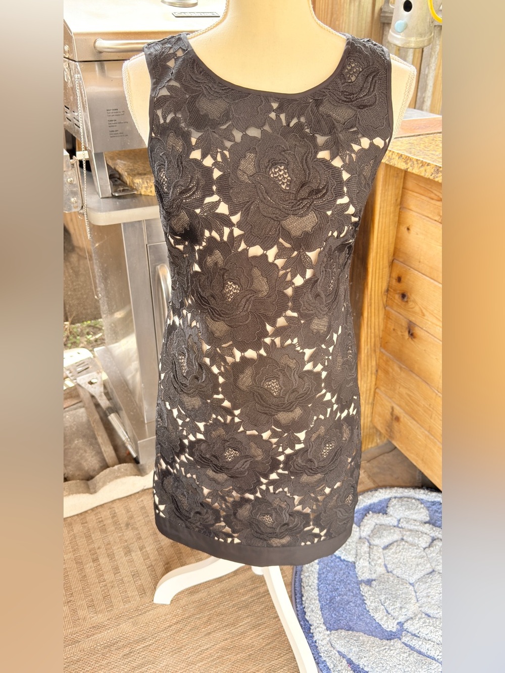 White House Black Market Black Floral Lace Mini Dress